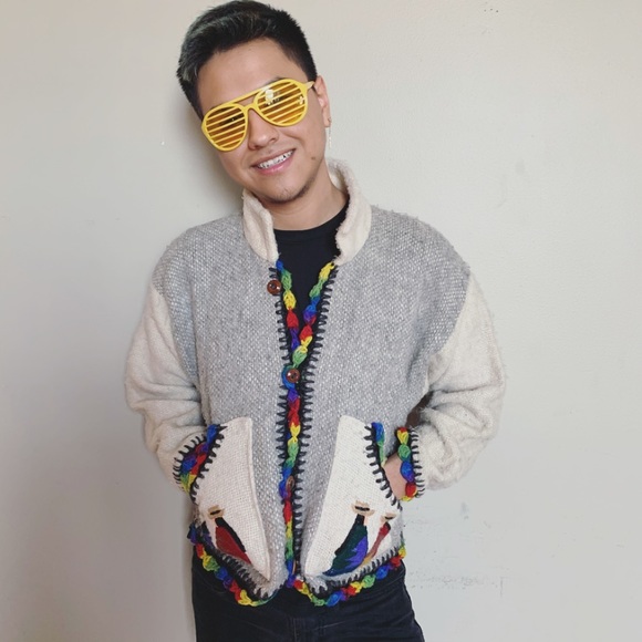 Rainbow trim Wool jacket 🌈 - Picture 1 of 4